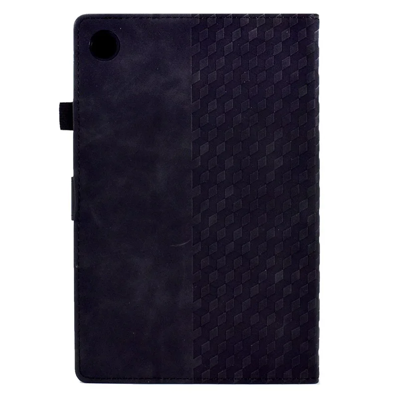 For Samsung Galaxy Tab A8 10.5 (2021) (X200 / X205) / Tab A8 10.5 (2022) Protective Case Stitching Pattern Imprinted Anti-Fall Cover Solid Color Auto Wake / Sleep Tablet Case with Card Slots / Stand - Black