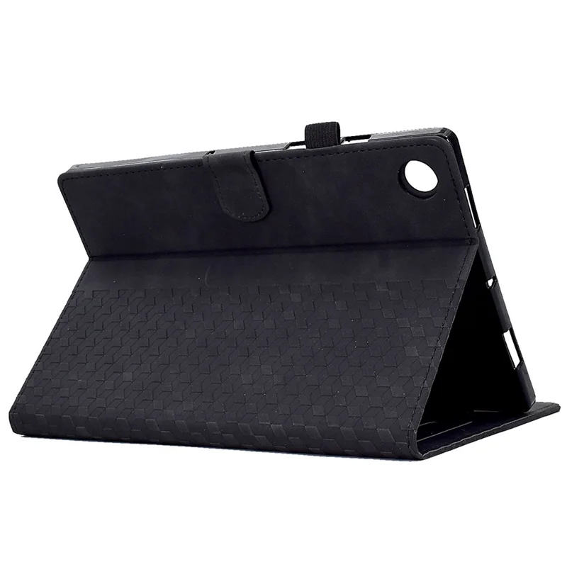 For Samsung Galaxy Tab A8 10.5 (2021) (X200 / X205) / Tab A8 10.5 (2022) Protective Case Stitching Pattern Imprinted Anti-Fall Cover Solid Color Auto Wake / Sleep Tablet Case with Card Slots / Stand - Black