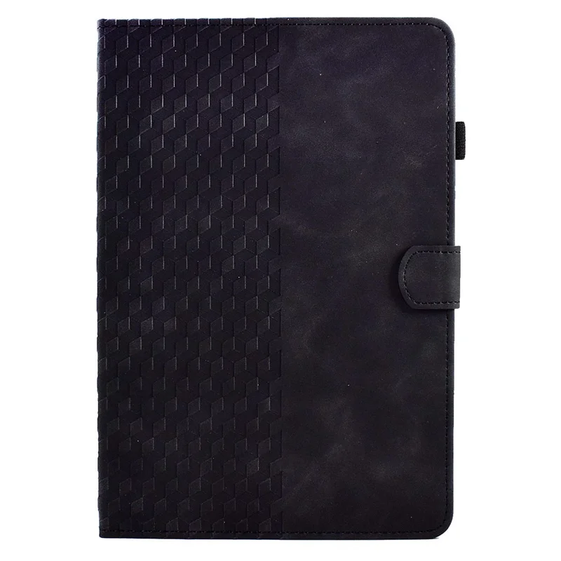 For Samsung Galaxy Tab A8 10.5 (2021) (X200 / X205) / Tab A8 10.5 (2022) Protective Case Stitching Pattern Imprinted Anti-Fall Cover Solid Color Auto Wake / Sleep Tablet Case with Card Slots / Stand - Black