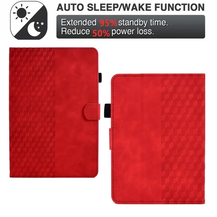 Para Amazon Kindle Paperwhite 5 (2021) Capa de Couro Anti-Queda Automática de Despertar / Sono Capa à Prova de Choque Padrão de Cor Sólida Impresso Protetor de Tablet com Slots de Cartão / Suporte - Vermelho