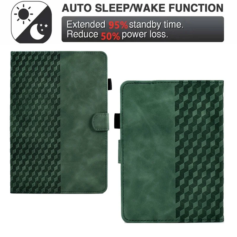 For Amazon Kindle Paperwhite 5 (2021) Anti-Drop Leather Case Auto Wake / Sleep Shockproof Cover Solid Color Pattern Imprinted Tablet Protector with Card Slots / Stand - Green