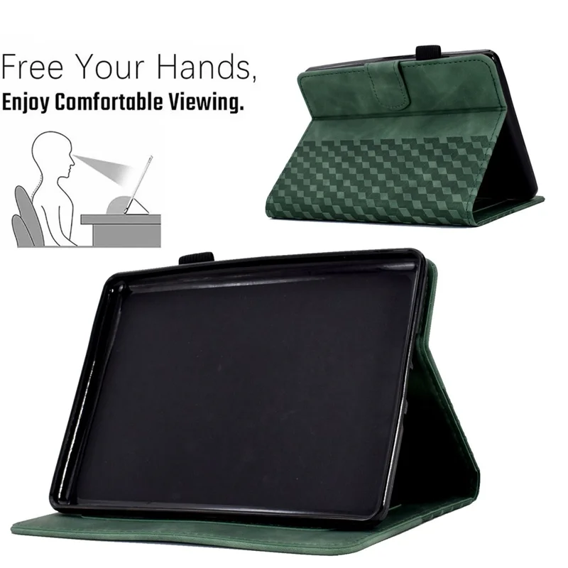 For Amazon Kindle Paperwhite 5 (2021) Anti-Drop Leather Case Auto Wake / Sleep Shockproof Cover Solid Color Pattern Imprinted Tablet Protector with Card Slots / Stand - Green