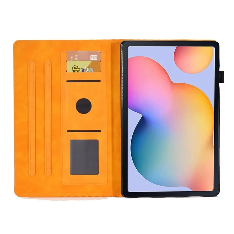 Pour Samsung Galaxy Tab S6 Lite (SM-P610 / 615) Couleur de Couleur Unie à la Couleur de la Couleur de la Couleur Anti-drop Sillage de Couverture en Cuir Automatique / Protecteur de Comprimés Imprimés de Modèle de Sommeil Avec Des Emplacements de Carte / Supporter - Kaki