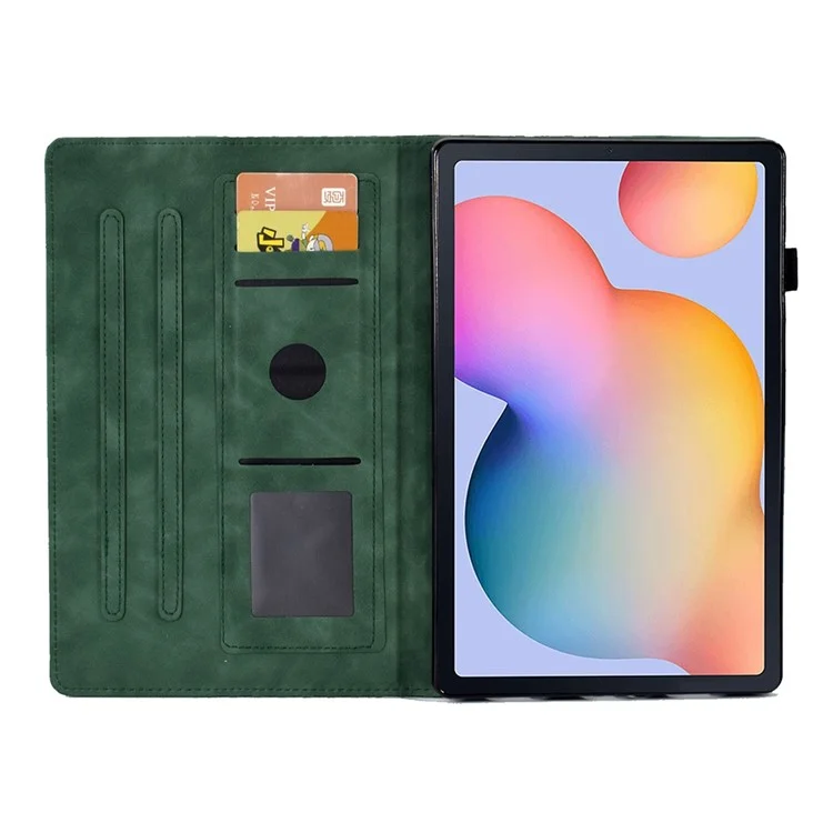 For Samsung Galaxy Tab S6 Lite (2024) / S6 Lite (2022) / S6 Lite (2020) (SM-P610 / 615) Leather Case Pattern Imprinted Stand - Green