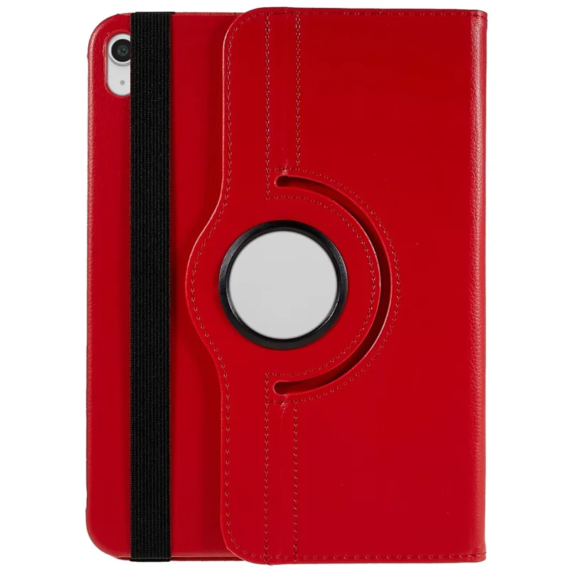For iPad (2025) / 10.9 (2022) Protective Case Rotary Stand PU Leather Anti-Drop Tablet Cover with Elastic Band - Red