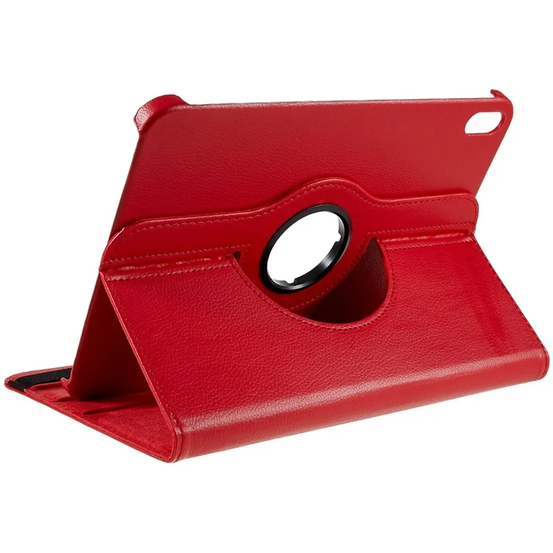 For iPad (2025) / 10.9 (2022) Protective Case Rotary Stand PU Leather Anti-Drop Tablet Cover with Elastic Band - Red