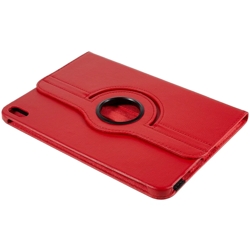 For iPad (2025) / 10.9 (2022) Protective Case Rotary Stand PU Leather Anti-Drop Tablet Cover with Elastic Band - Red