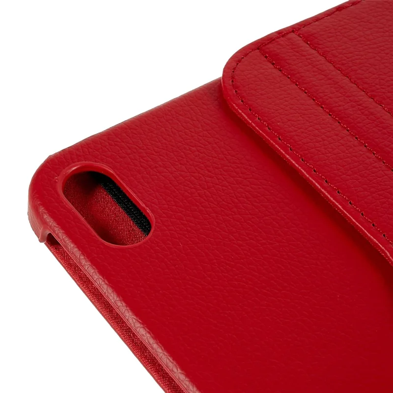 For iPad (2025) / 10.9 (2022) Protective Case Rotary Stand PU Leather Anti-Drop Tablet Cover with Elastic Band - Red