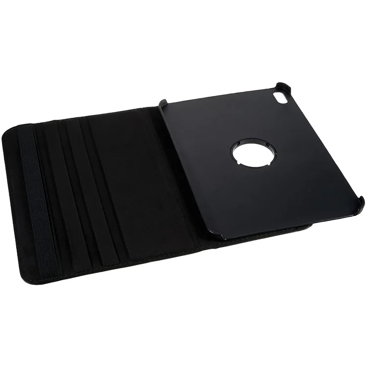 For iPad 10.9 (2022) Protective Case Rotary Stand PU Leather Anti-drop Tablet Cover with Elastic Band - Black