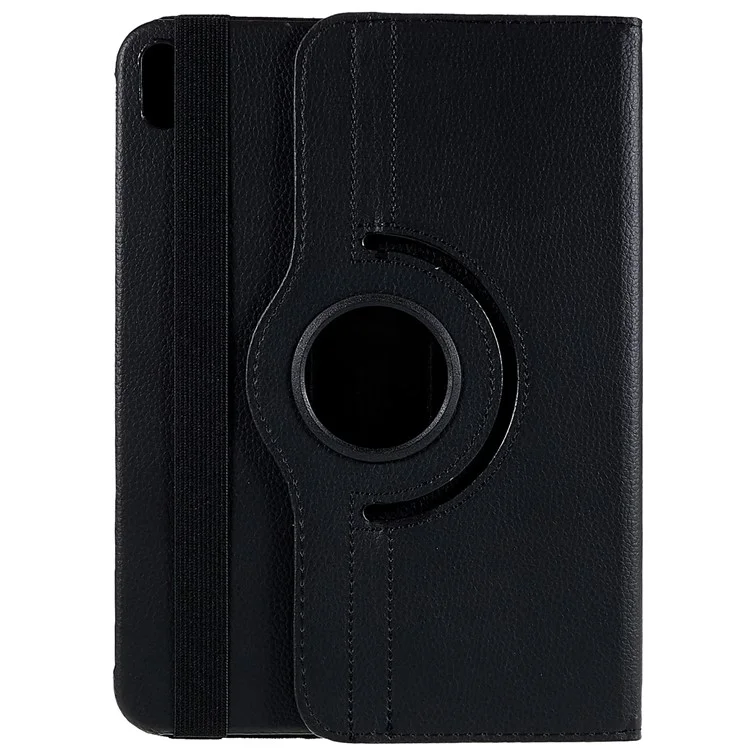 For iPad 10.9 (2022) Protective Case Rotary Stand PU Leather Anti-drop Tablet Cover with Elastic Band - Black