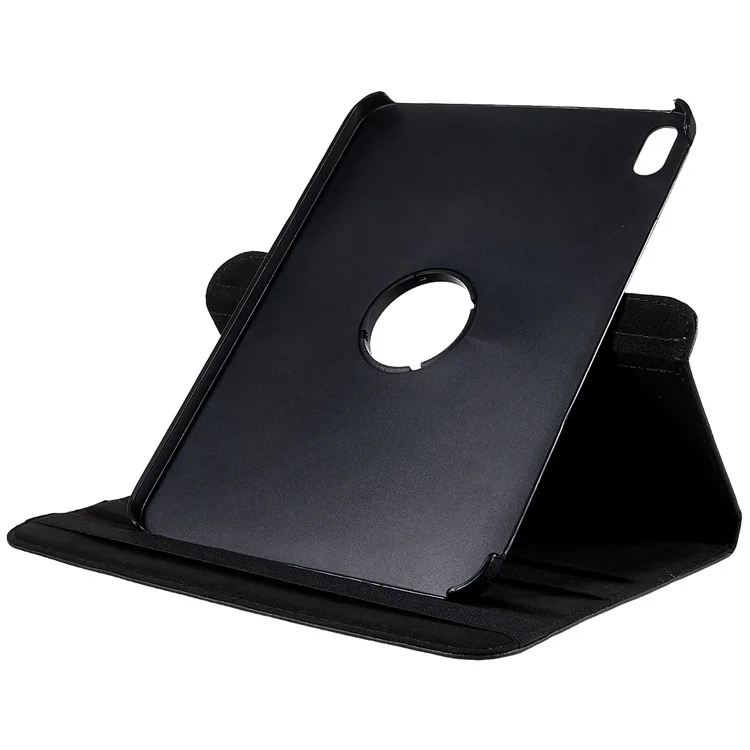 For iPad 10.9 (2022) Protective Case Rotary Stand PU Leather Anti-drop Tablet Cover with Elastic Band - Black