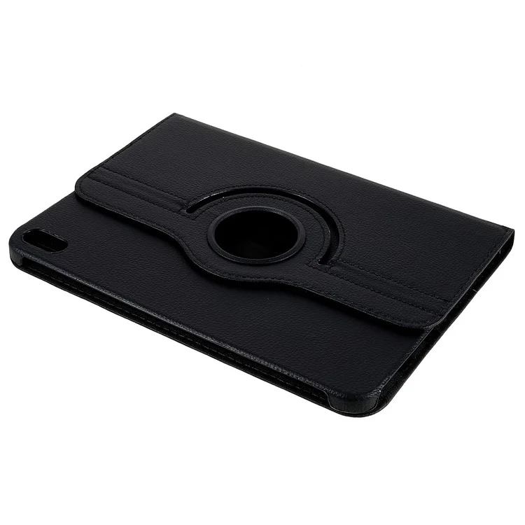 For iPad 10.9 (2022) Protective Case Rotary Stand PU Leather Anti-drop Tablet Cover with Elastic Band - Black