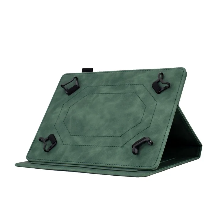 Folio Stand Case for 10.0" Tablet, Pattern Imprinted PU Leather Card Slots Universal Protective Cover with Pen Holder, Support Auto Sleep / Wake - Green