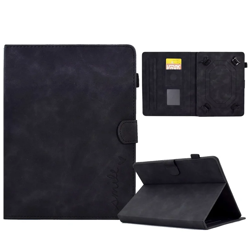 For 7-inch Universal Tablet Case Adjustable Stand Pattern Imprinted PU Leather Card Slot Magnetic Auto Sleep / Wake Protective Cover with Pen Holder - Black