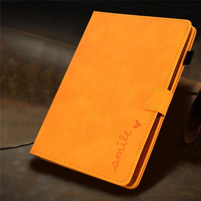 For 7-inch Universal Tablet Case Adjustable Stand Pattern Imprinted PU Leather Card Slot Magnetic Auto Sleep / Wake Protective Cover with Pen Holder - Orange