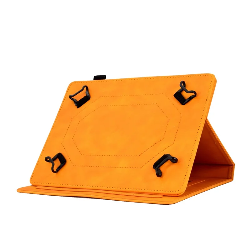 For 7-inch Universal Tablet Case Adjustable Stand Pattern Imprinted PU Leather Card Slot Magnetic Auto Sleep / Wake Protective Cover with Pen Holder - Orange