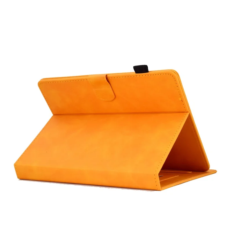 For 7-inch Universal Tablet Case Adjustable Stand Pattern Imprinted PU Leather Card Slot Magnetic Auto Sleep / Wake Protective Cover with Pen Holder - Orange