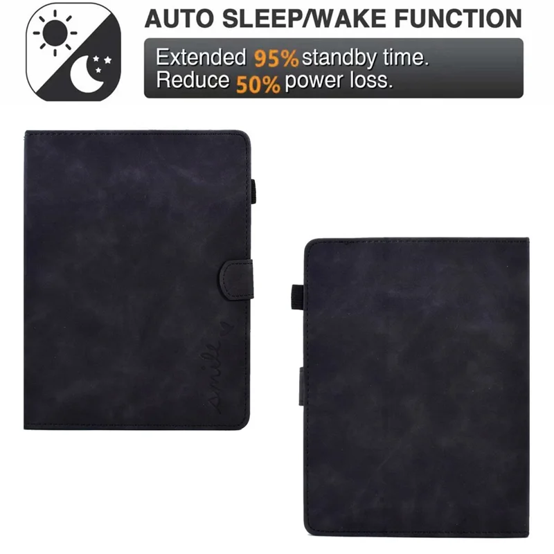 Pattern Imprinted Case for 8-inch Tablet, Card Slot Design PU Leather Folio Stand Cover with Pen Holder, Support Auto Sleep / Wake - Black