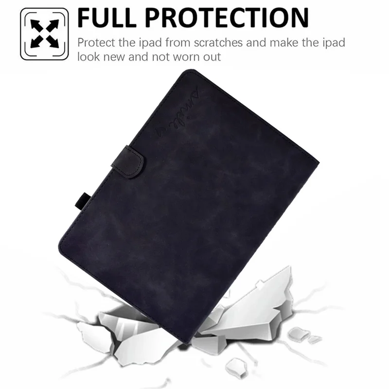 Pattern Imprinted Case for 8-inch Tablet, Card Slot Design PU Leather Folio Stand Cover with Pen Holder, Support Auto Sleep / Wake - Black