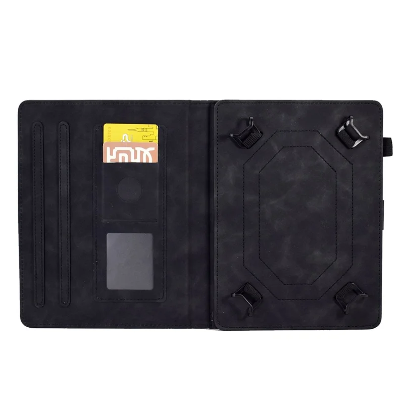 Pattern Imprinted Case for 8-inch Tablet, Card Slot Design PU Leather Folio Stand Cover with Pen Holder, Support Auto Sleep / Wake - Black