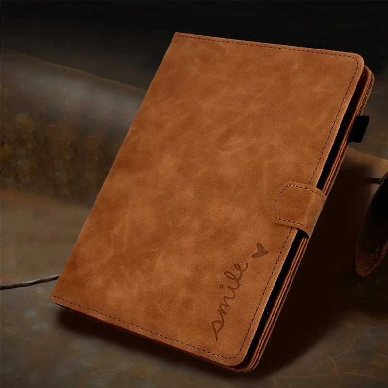 Pattern Imprinted Case for 8-inch Tablet, Card Slot Design PU Leather Folio Stand Cover with Pen Holder, Support Auto Sleep / Wake - Brown