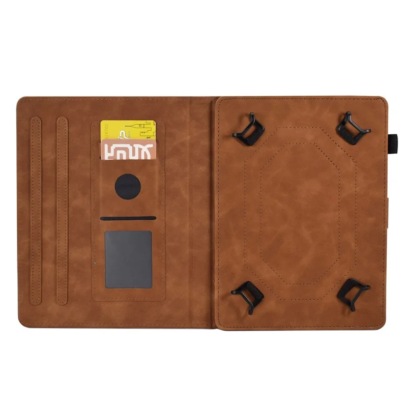 Pattern Imprinted Case for 8-inch Tablet, Card Slot Design PU Leather Folio Stand Cover with Pen Holder, Support Auto Sleep / Wake - Brown