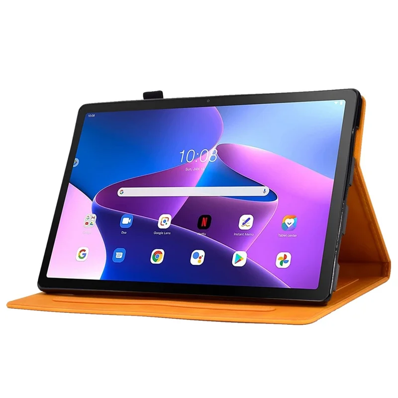 Pattern Imprinted Shockproof Case for Lenovo Tab M10 (Gen 3) TB-328FU / TB-328XU Anti-Fall Solid Color Leather Tablet Case Protective Folio Flip Cover with Card Slots Support Auto Wake / Sleep - Khaki