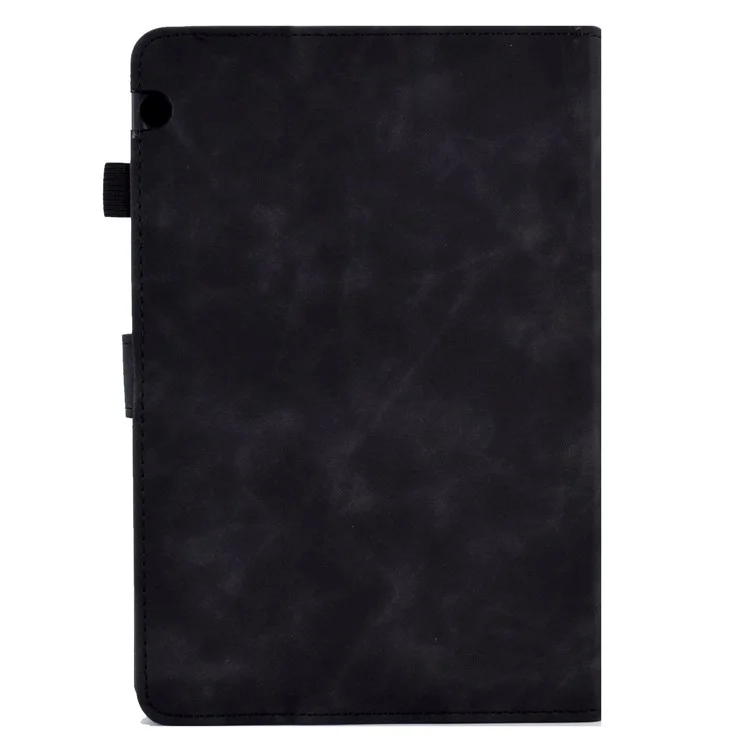 Für Huawei MediaPad T3 10 Muster Geprägtes Tablet Hülle PU Leder Folio Stand Cover -shell Mit Bleistifthalter Und Kartensteckplätzen - Schwarz