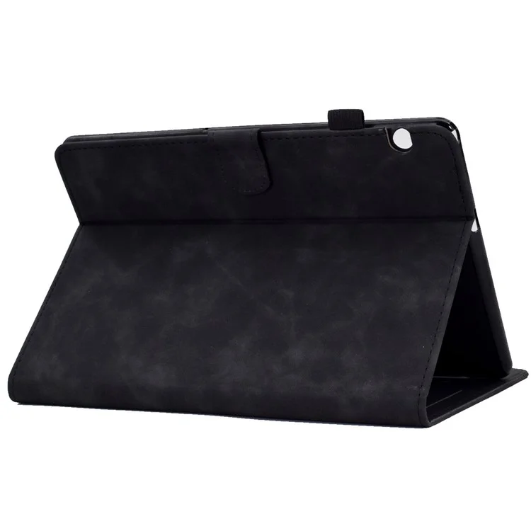 Für Huawei MediaPad T3 10 Muster Geprägtes Tablet Hülle PU Leder Folio Stand Cover -shell Mit Bleistifthalter Und Kartensteckplätzen - Schwarz