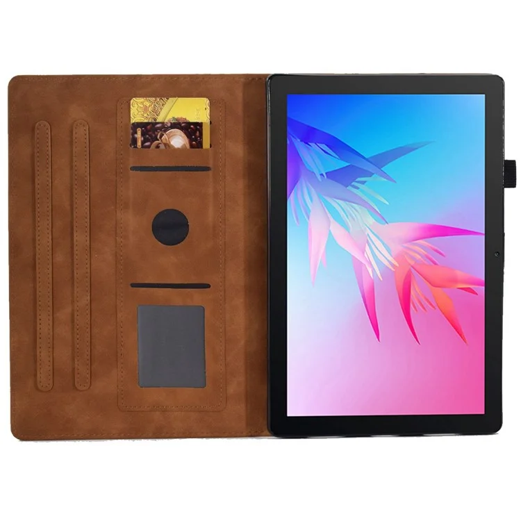per huawei goditi la tavoletta 2 / matepad t 10 9,7 pollici / t 10s 10,1 pollici / honor pad 6 10,1 pollici / pad x6 tablet da 9,7 pollici motivano di vetro in pelle impronta per pompa copertina - marrone