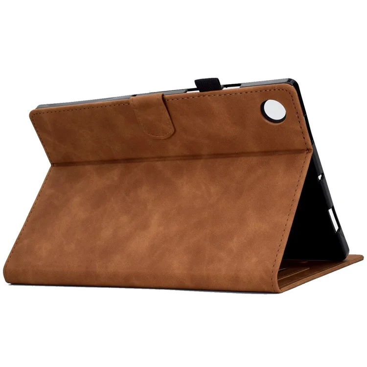 per huawei goditi la tavoletta 2 / matepad t 10 9,7 pollici / t 10s 10,1 pollici / honor pad 6 10,1 pollici / pad x6 tablet da 9,7 pollici motivano di vetro in pelle impronta per pompa copertina - marrone