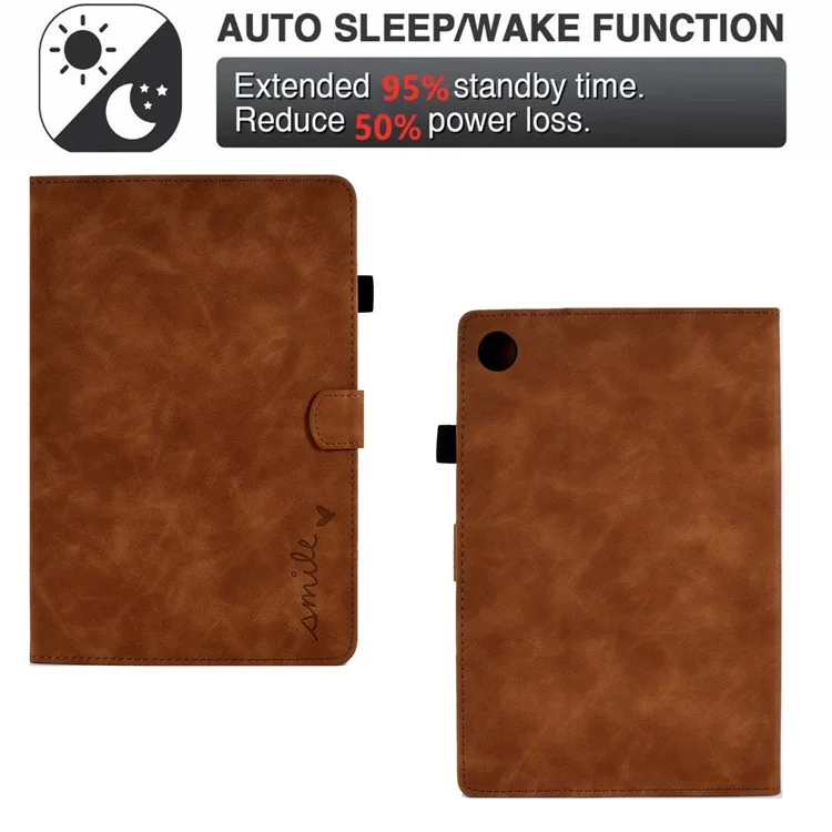 per huawei goditi la tavoletta 2 / matepad t 10 9,7 pollici / t 10s 10,1 pollici / honor pad 6 10,1 pollici / pad x6 tablet da 9,7 pollici motivano di vetro in pelle impronta per pompa copertina - marrone