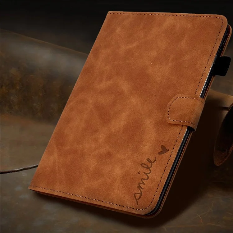 per huawei goditi la tavoletta 2 / matepad t 10 9,7 pollici / t 10s 10,1 pollici / honor pad 6 10,1 pollici / pad x6 tablet da 9,7 pollici motivano di vetro in pelle impronta per pompa copertina - marrone