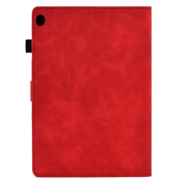 Custodia in Pelle Per Tablet Intelligente Per Lenovo Tab M10 TB-X605F, Modello Anti-scratch Exprinted Sleep / Sveglia la Copertura Con Slot di Carte - Rosso