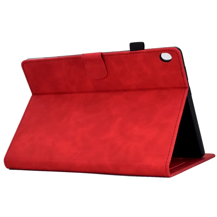 Custodia in Pelle Per Tablet Intelligente Per Lenovo Tab M10 TB-X605F, Modello Anti-scratch Exprinted Sleep / Sveglia la Copertura Con Slot di Carte - Rosso