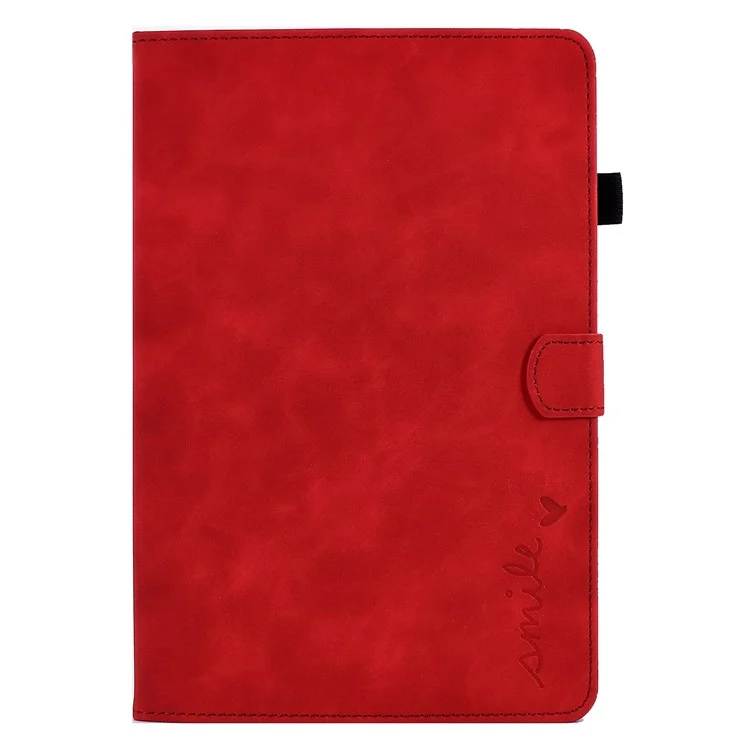 For Lenovo Tab M10 Plus Auto Sleep / Wake Up Smart Tablet Protection Cover Stand Built-in Card Slots Imprinted Pattern Leather Case - Red