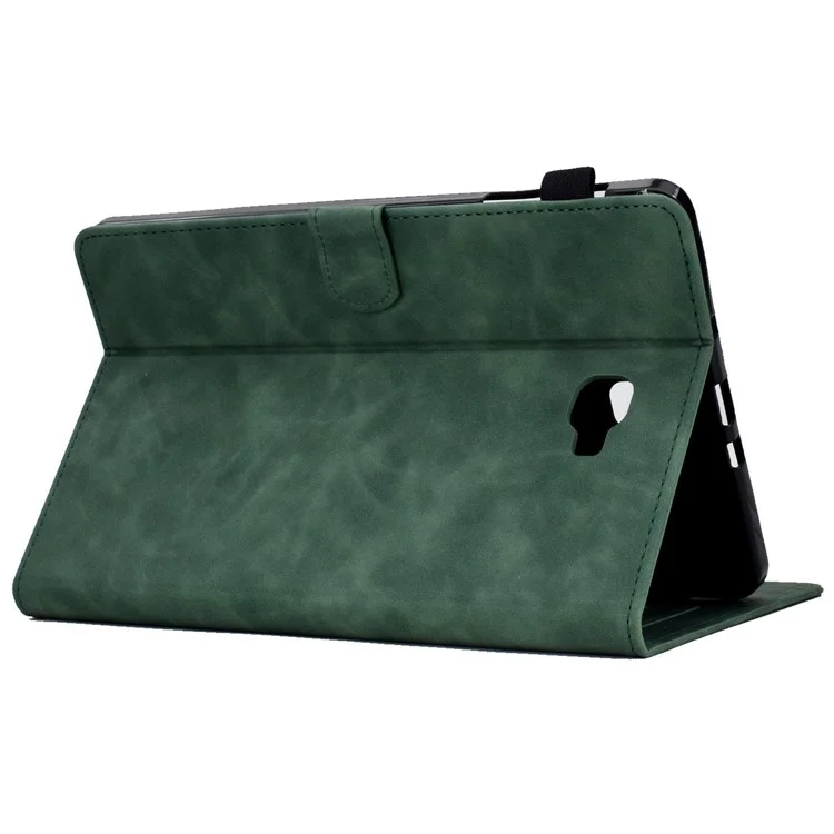 Pour Samsung Galaxy Tab A 10.1 (2016) T580 Smart Tablet Case de Motif Imprimé en Cuir Couvre-support de Couleur Unie à Poussière Avec Fentes de Carte - Vert