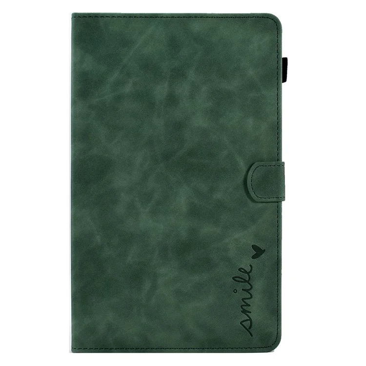 For Samsung Galaxy Tab A 10.1 (2016) T580 Smart Tablet Case Imprinted Pattern Leather Dustproof Solid Color Stand Cover with Card Slots - Green