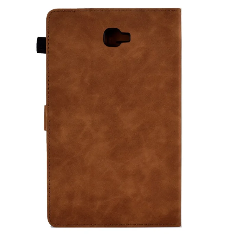 Pour Samsung Galaxy Tab A 10.1 (2016) T580 Smart Tablet Case de Motif Imprimé en Cuir Couvre-support de Couleur Unie à Poussière Avec Fentes de Carte - Brun