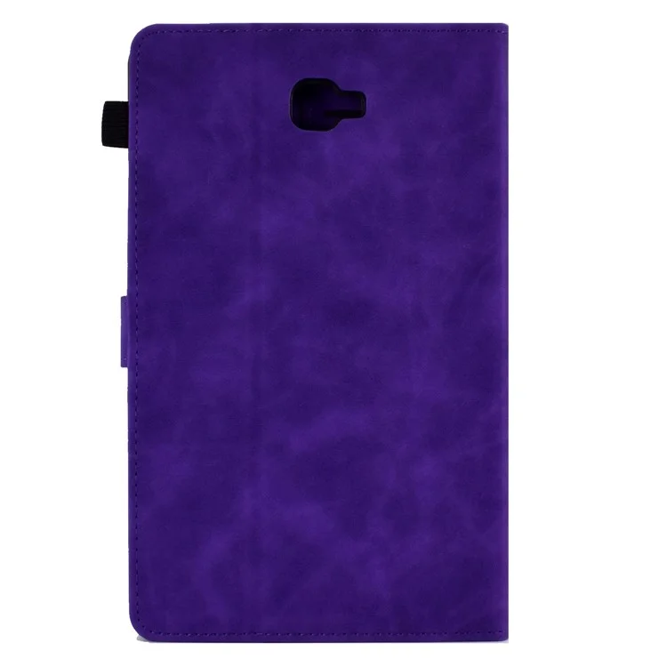 Para Samsung Galaxy Tab A 10.1 (2016) T580 Tableta Smart Tableta Patrón Impreso de Cuero Tapa de Color Sólido A Prueba de Polvo Con Ranuras Para Tarjetas - Violeta