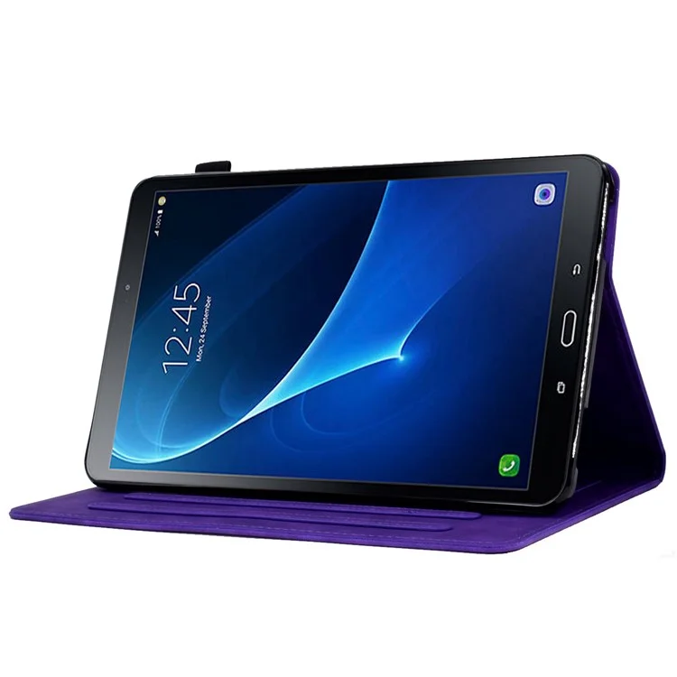 Para Samsung Galaxy Tab A 10.1 (2016) T580 Tableta Smart Tableta Patrón Impreso de Cuero Tapa de Color Sólido A Prueba de Polvo Con Ranuras Para Tarjetas - Violeta