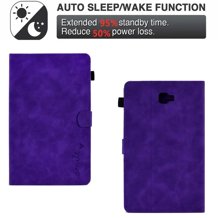 Para Samsung Galaxy Tab A 10.1 (2016) T580 Tableta Smart Tableta Patrón Impreso de Cuero Tapa de Color Sólido A Prueba de Polvo Con Ranuras Para Tarjetas - Violeta