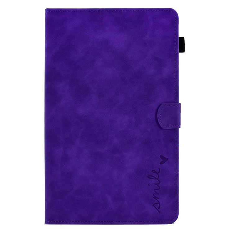 Para Samsung Galaxy Tab A 10.1 (2016) T580 Tableta Smart Tableta Patrón Impreso de Cuero Tapa de Color Sólido A Prueba de Polvo Con Ranuras Para Tarjetas - Violeta