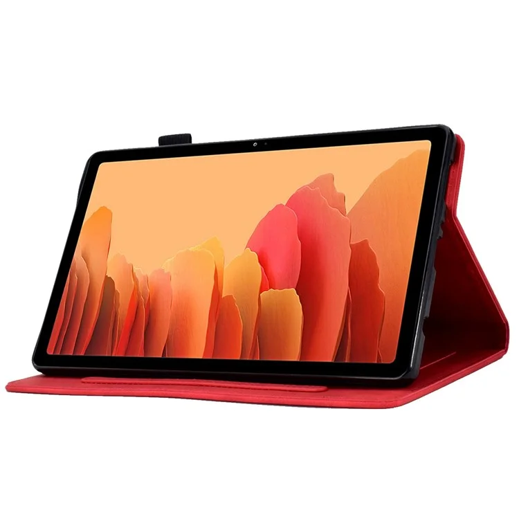Pour Samsung Galaxy Tab A7 10.4 (2020) T500 Amougo de Comprimé en Cuir Imprimé T500 Couverture de Coupe de Couleur de Couleur de Court - Rouge