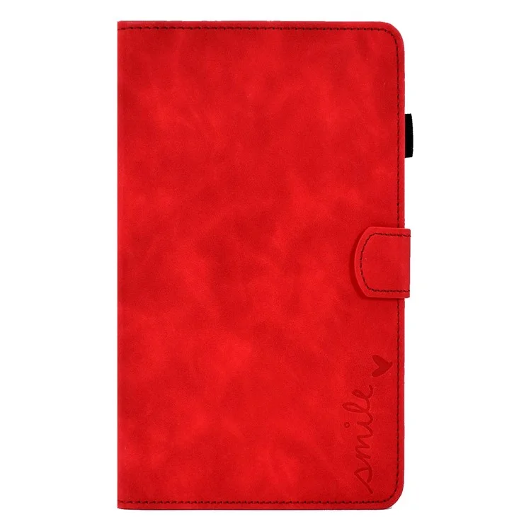 For Samsung Galaxy Tab A7 10.4 (2020) / (2022) T500 Anti-fading Imprinted Pattern Leather Tablet Case Solid Color Stand Cover with Card Slots - Red