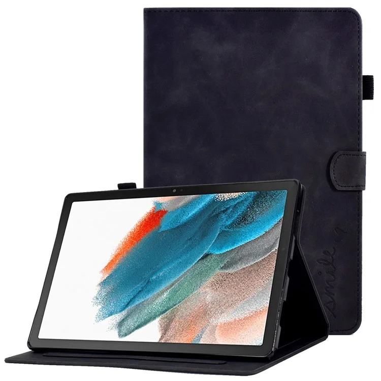 Para Samsung Galaxy Tab A8 10.5 (2021) SM-X200, SM-X205 Patrón de Estuche Pus Imprimido Flip Polle de Cuero Cubierta Con Ranuras Para Tarjetas y Soporte de Lápiz - Negro