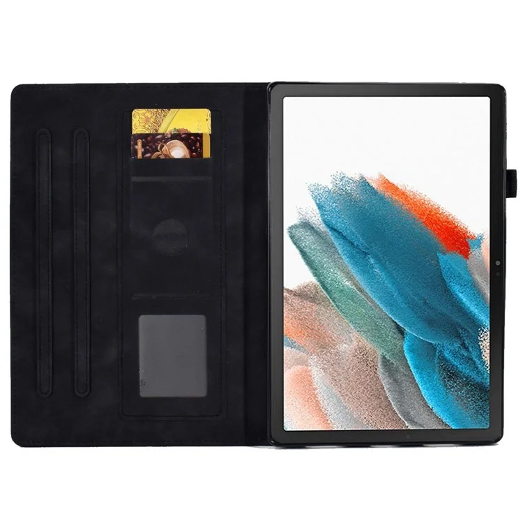 Para Samsung Galaxy Tab A8 10.5 (2021) SM-X200, SM-X205 Patrón de Estuche Pus Imprimido Flip Polle de Cuero Cubierta Con Ranuras Para Tarjetas y Soporte de Lápiz - Negro