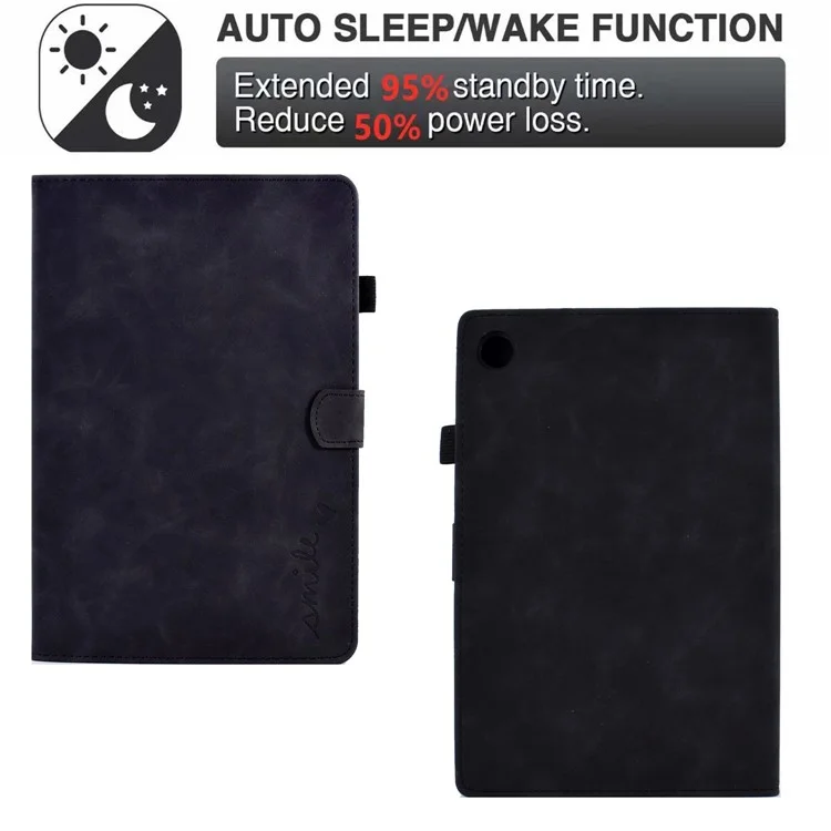 Para Samsung Galaxy Tab A8 10.5 (2021) SM-X200, SM-X205 Patrón de Estuche Pus Imprimido Flip Polle de Cuero Cubierta Con Ranuras Para Tarjetas y Soporte de Lápiz - Negro