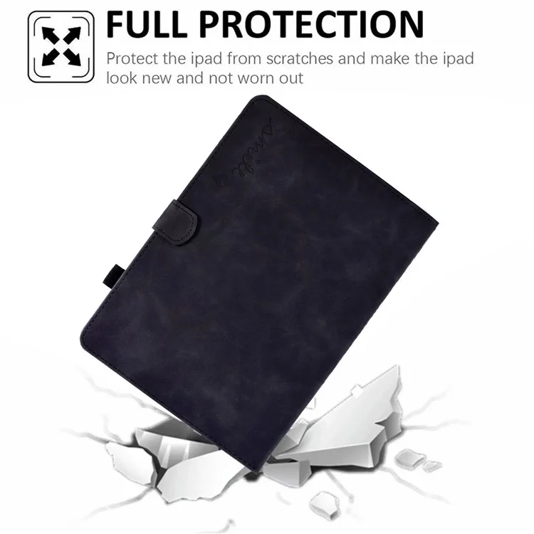 Para Samsung Galaxy Tab A8 10.5 (2021) SM-X200, SM-X205 Patrón de Estuche Pus Imprimido Flip Polle de Cuero Cubierta Con Ranuras Para Tarjetas y Soporte de Lápiz - Negro
