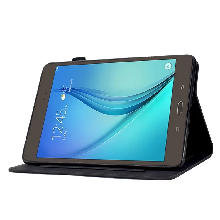 Custodia Per Protezione Completa Per Samsung Galaxy Tab A 8.0 SM-T350 (2015), Slot di Supporto Per Supporto di Supporto Per Motivi in ​​pelle - Nero